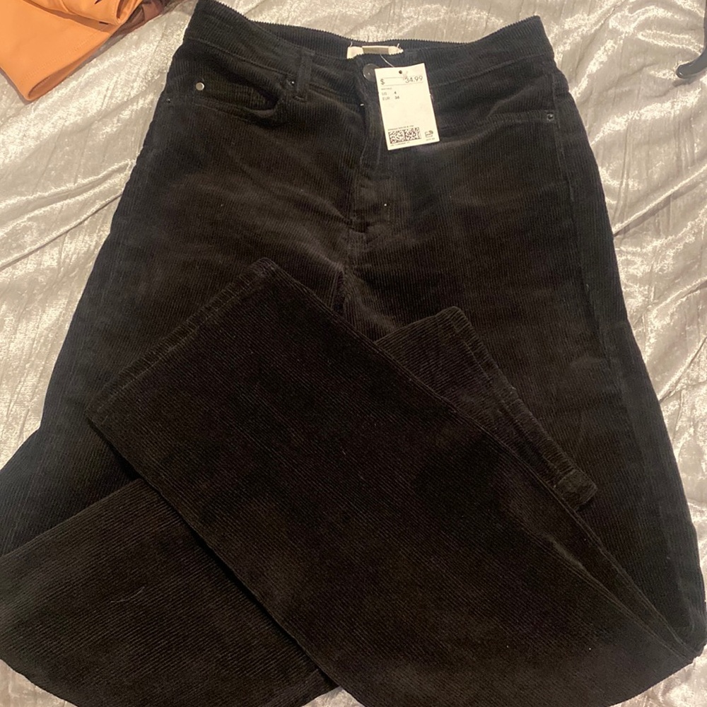 black corduroy straight leg pants never worn